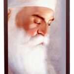Dhan Dhan Sri Guru Nanak Dev Ji's Face Painting Photo with brown frame