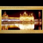 Sachkhand Sri Harmandar Sahib Diwali Lights with Golden Frame