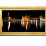Sachkhand Sri Harmandar Sahib Night View with Golden Frame
