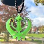 Radium Khanda With Black Moti Chain For Car Hanging