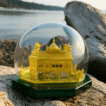 DARBAR SAHIB (GOLDEN TEMPLE) 24K GOLD PLATED ROUND MODEL CAR DASHBOARD (SMALL)