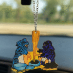 Punjabi Car Hanging Pendant – Traditional Women Grinding Design | Cultural Rear View Mirror Accessory | Desi Ornament for Car, Home & Gift (Nihung Singh ji )